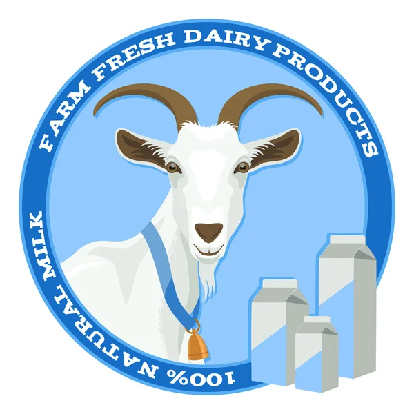 Cabra e leite, azul — Vetor de Stock