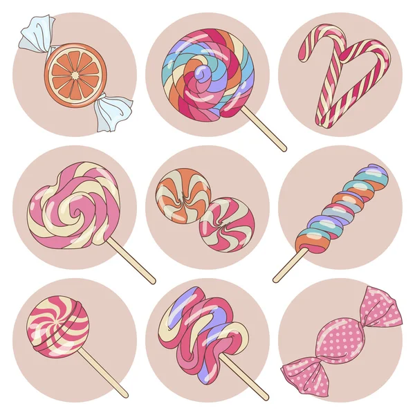 Lolipop şeker izole seti