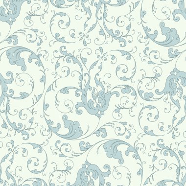 Barok çiçek desenli, mavi