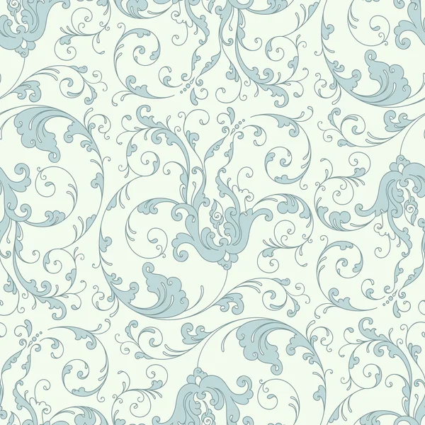 Patrón floral barroco, azul — Vector de stock