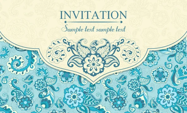 Invitación en estilo turco oriental, azul — Vector de stock