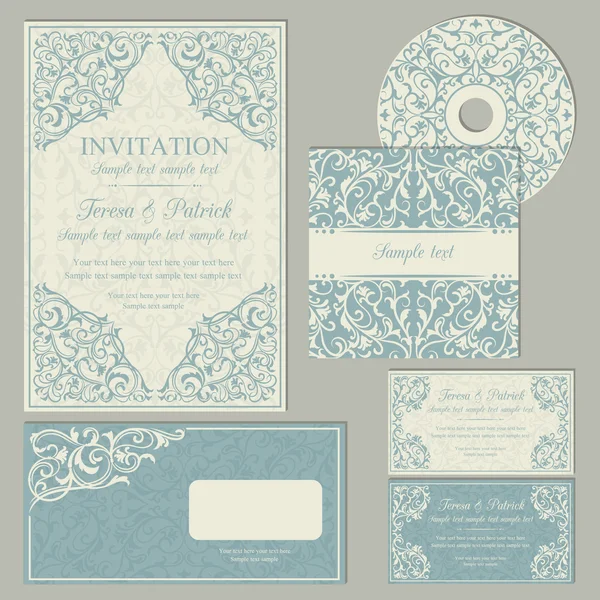 Set cartes de visite classiques ou invitations — Image vectorielle