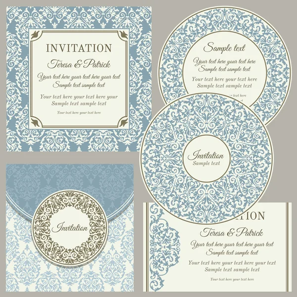 Classic business cards or invitations set — Stock Vector