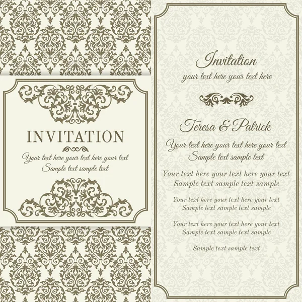 Invitation baroque, marron et beige — Image vectorielle