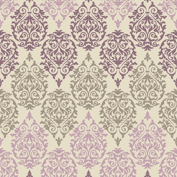 Lila, barna és rózsaszín barokk mintás — Stock Vector