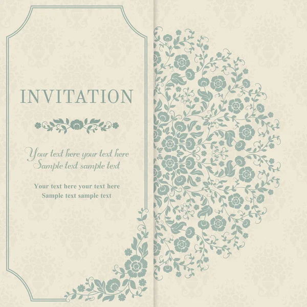 Invitation card with flowers in a folk style — Stock Vector