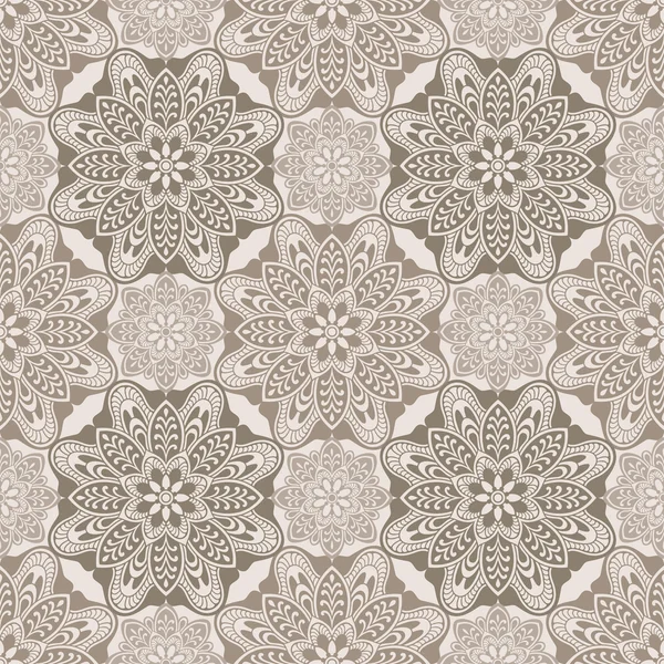 Patrón geométrico Mandala, marrón y beige — Vector de stock