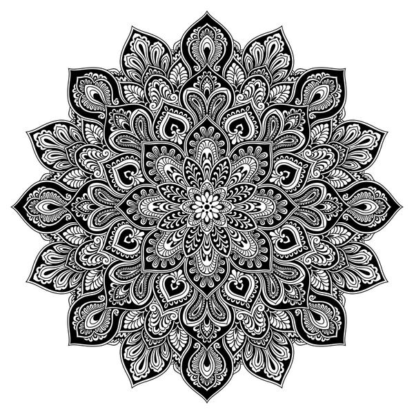 Mandala élément de cercle géométrique, noir — Image vectorielle