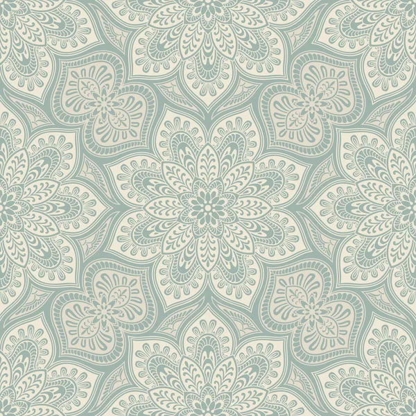 Mandala geometrische patroon, blauw en beige — Stockvector