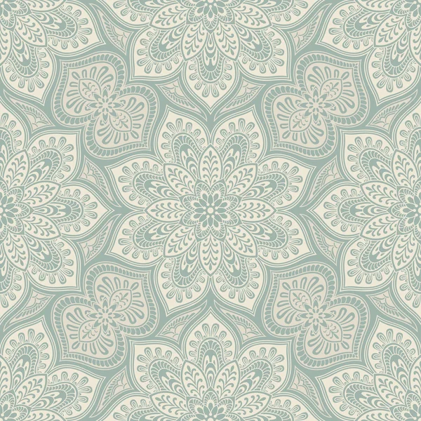 Patrón geométrico Mandala, azul y beige — Vector de stock