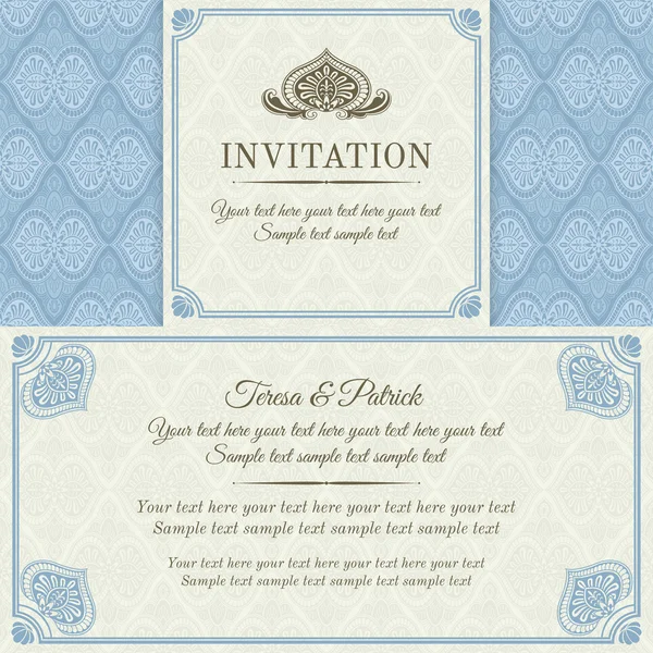 Invitation baroque, or, bleu et beige — Image vectorielle