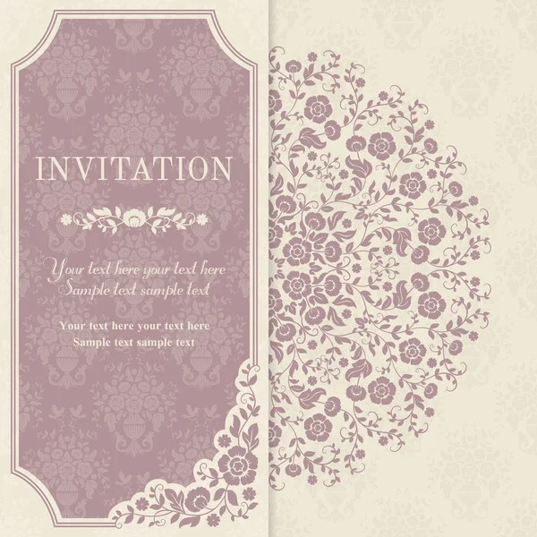 Invitation card with flowers in a folk style — Stock Vector