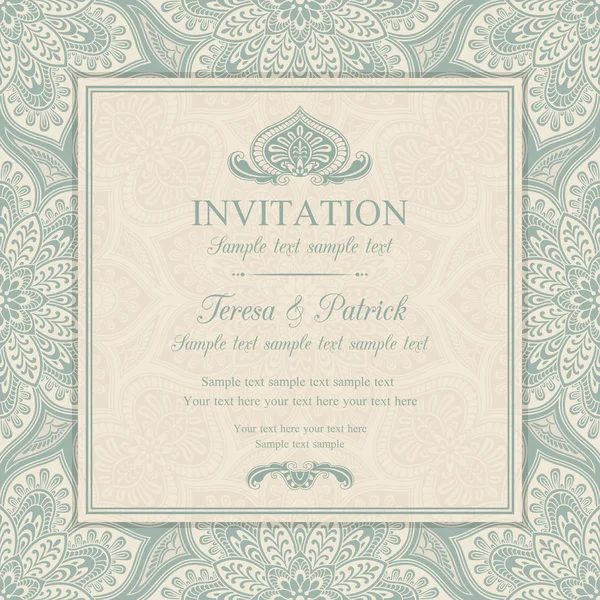 Barok davetiye, mavi ve bej