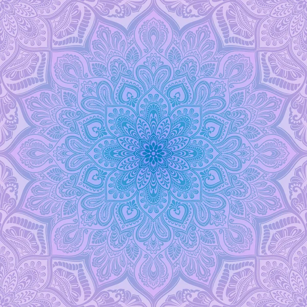 Patrón geométrico mandala, azul y lila — Vector de stock