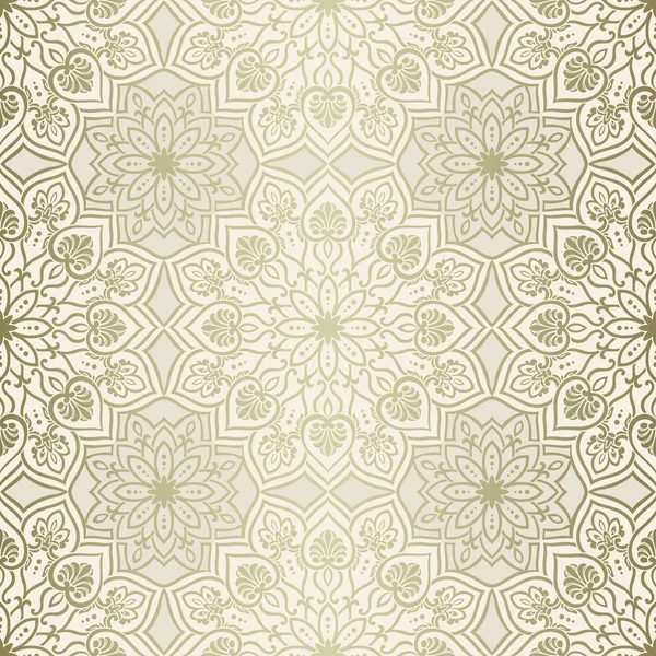Mandala geometric pattern, gold and beige — Stock vektor