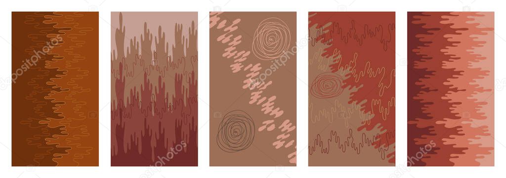 Set of backgrounds for the social media platform, insta stories. Banner with abstract unusual shapes and textures. Visual design for your online communities, personal blog, store, and advertising.