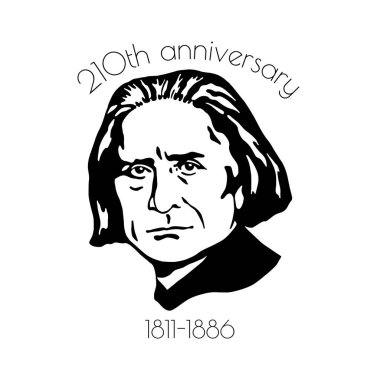 Besteci ve müzisyen Franz Liszt 'in portresi. Macar-Alman orkestra şefi, piyanist, öğretmen, reklamcı, müzikal romantizmin baş temsilcisi. Dünyaca ünlü bir kişilik..