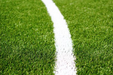 Futbol sahası ve yeşil çimen.