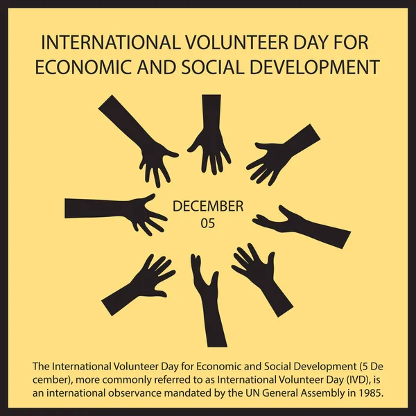 Dia Internacional Voluntário Para Desenvolvimento Econômico Social Dezembro Mais Comumente —  Vetores de Stock