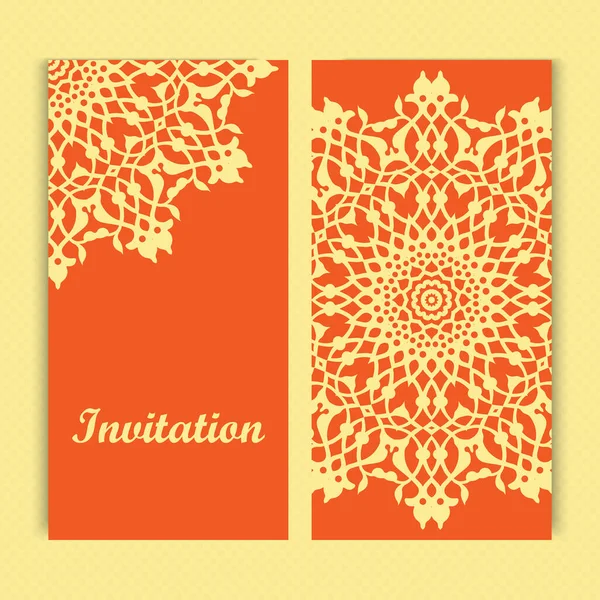 Mandala Invitation Card Design Floral Card Template Design Ornate Date — Stock Vector