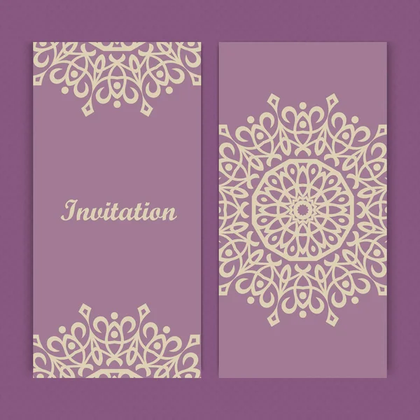 Mandala邀请卡设计 Floral卡片模板设计 Ornate Date邀请卡 — 图库矢量图片