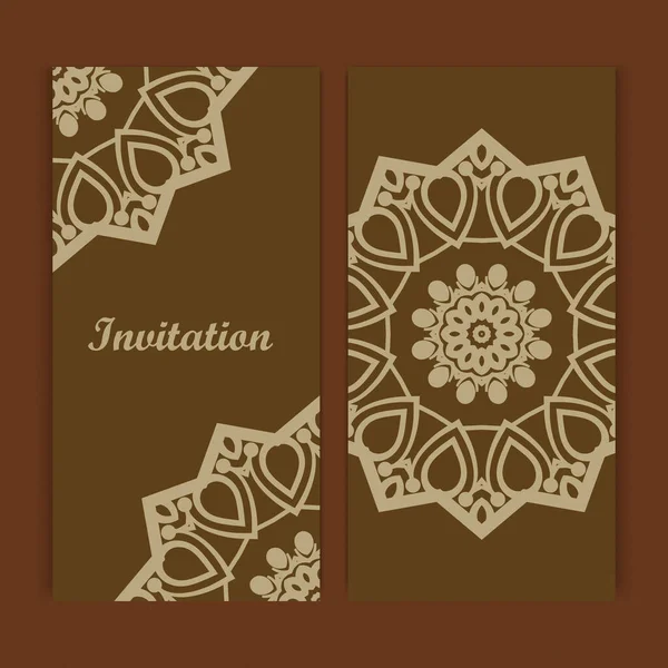 Mandala Invitation Card Design Floral Card Template Design Ornate Date — Stock Vector