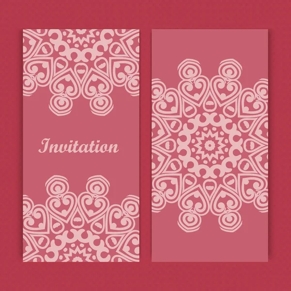 マンダラ招待カードのデザイン花のカードテンプレートのデザイン — ストックベクタ