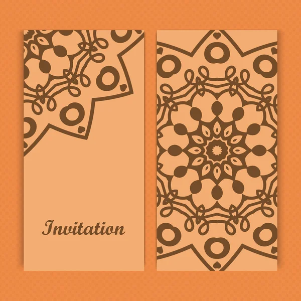 Mandala Invitation Card Design Floral Card Template Design Ornate Date — Stock Vector