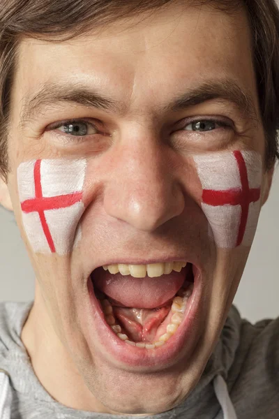 English fan with face painted — Stock Photo, Image