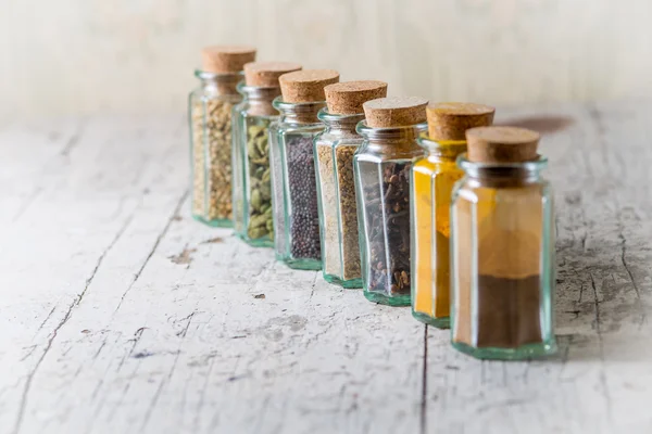 Idian spices in a glass jars isolated — Stock Photo, Image