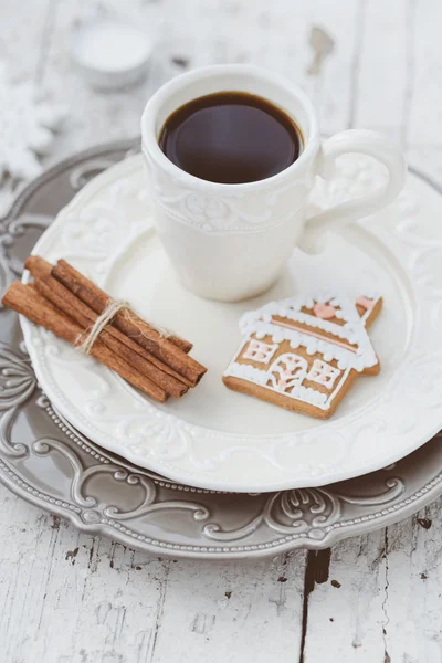 コーヒーとお菓子とメリー クリスマス構成します。 — ストック写真