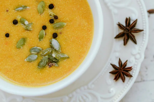 Sopa creme de abóbora — Fotografia de Stock