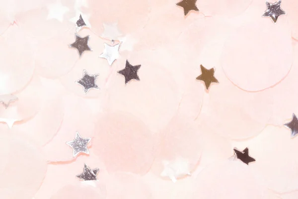 Papel colorido confetti com estrela de prata confetti — Fotografia de Stock