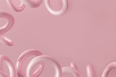 3D rendelenmiş mercan deseni Pembe parlak metalik tori