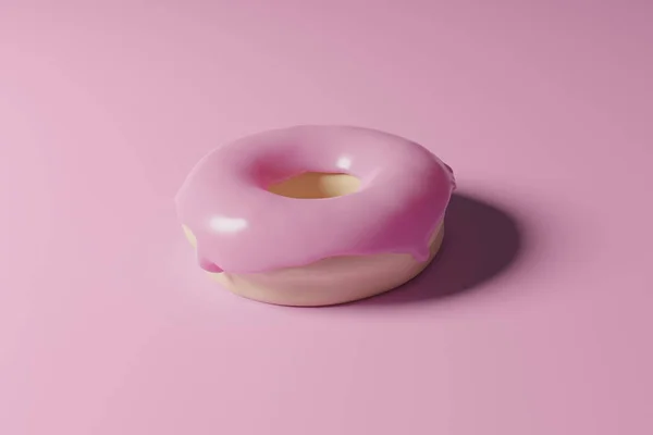 3d weergave van roze donut — Stockfoto