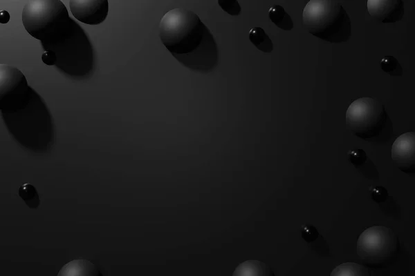 3Dレンダリング黒のマットな金属球のフレームをモノクロの背景に — ストック写真