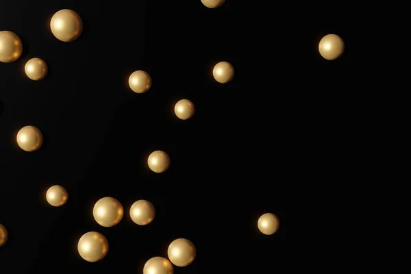 3d renderizado de oro pearles brillante sobre un fondo negro — Foto de Stock