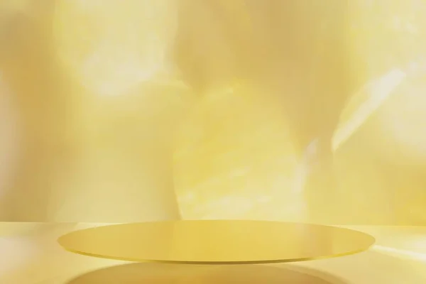 金のボケのシーンを背景にした金の表彰台の3Dレンダリング — ストック写真