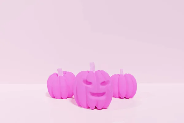 3D καθιστούν του νέον χρωματισμένο ροζ κολοκύθες σε παστέλ ροζ φόντο — Φωτογραφία Αρχείου