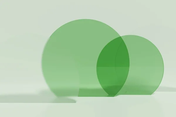 3d render bazsalikom zöld színű termék háttér jelenet kerek formák — Stock Fotó