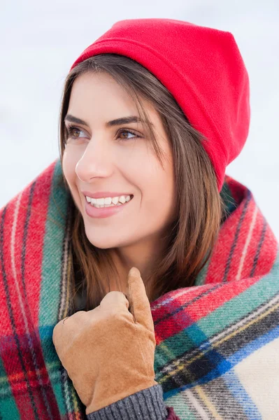 Glückliches Gesicht an einem kalten Tag. — Stockfoto