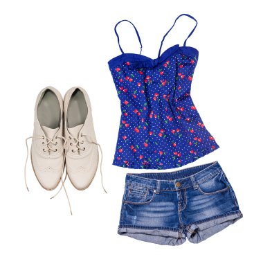 İzole backgroung üzerinde kadın yaz kıyafeti