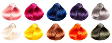 Hair Palette samples of different colors. Tints set for beauty industry.