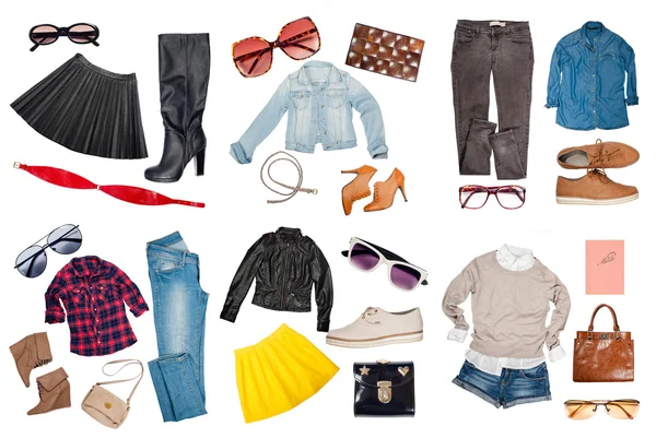 Outfits of clothes and woman accessories — Stock Photo, Image