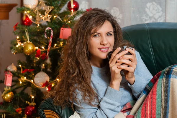 Hot cocoa on a winter night — Stock Photo, Image