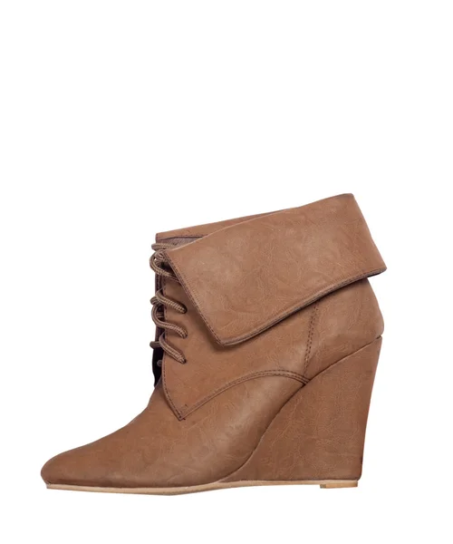 Brown ankle women boot isolado no fundo branco . — Fotografia de Stock