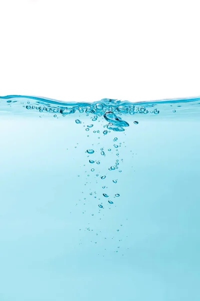 Zbliżenie Pęcherzyków Powietrza Rozprysk Wody Rozprysk Wody Izolowany Białym Tle — Zdjęcie stockowe