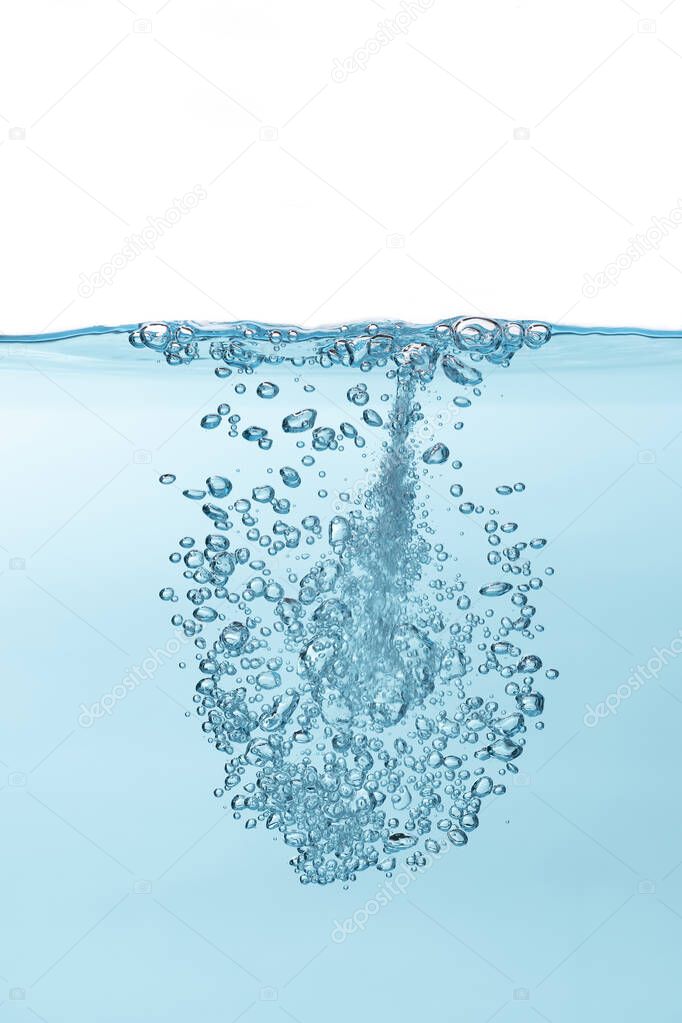 Close up of air bubble and water splash,Water splash isolated on white background.