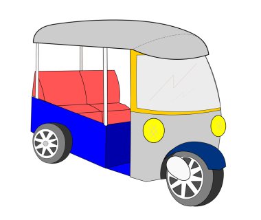Tuk tuk Tayland karikatür