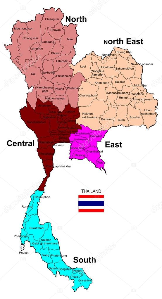 Thailand Map 5 Regions